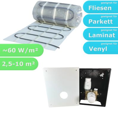 Fußbodenheizung Wasser Set HoWaTech mit 8mm Einrohr Heizmatte und TH-RTL Regelbox