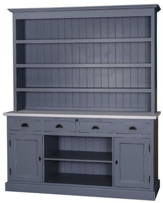 Casa Padrino Landhausstil Küchenschrank Antik Blau / Grau 178 x 50 x H. 210 cm - Land