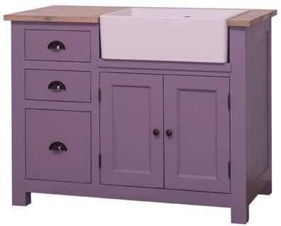 Casa Padrino Landhausstil Spülenschrank mit 2 Türen und 3 Schubladen Lila / Naturfarb