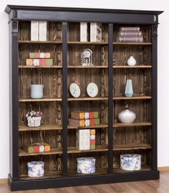Casa Padrino Landhausstil Regalschrank Schwarz / Dunkelbraun 180 x 39 x H. 197 cm - M