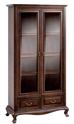 Casa Padrino Luxus Jugendstil Vitrinenschrank Dunkelbraun 116,8 x 46,1 x H. 206,6 cm