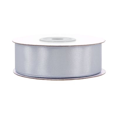 Satinband 25mm x 25m Rolle Silber / Grau