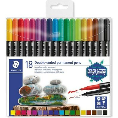 Staedtler Doppelfasermaler permanent div. Farben 18-teilig retail