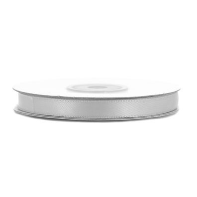 Doppelseitiges Satinband 6mm x 20m Rolle Silber / Grau