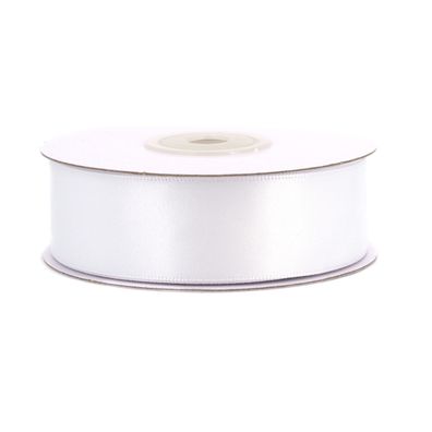 Doppelseitiges Satinband 25mm x 20m Rolle Weiß