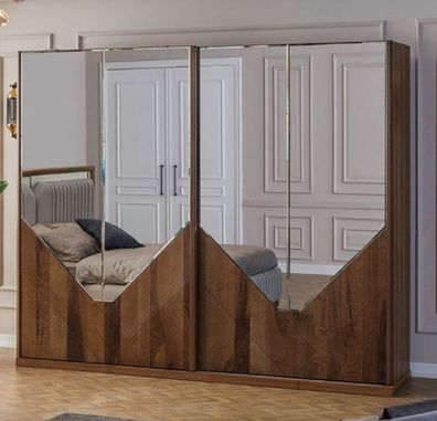 Casa Padrino Luxus Schlafzimmerschrank Braun 260 x 68 x H. 220 cm - Moderner Massivho