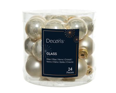 Weihnachtskugeln Glas 2,5cm 24 Stück - Perle