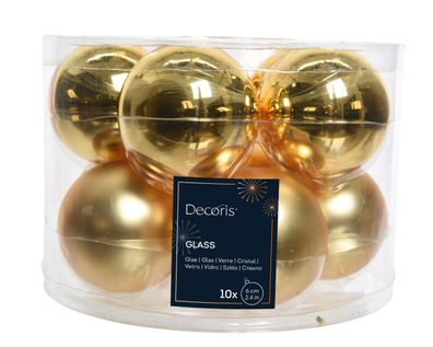 Weihnachtskugeln Glas 6cm x 10 Stück - Hellgold