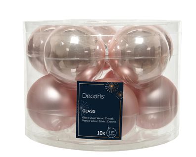 Weihnachtskugeln Glas 6cm x 10 Stück - Puderrosa