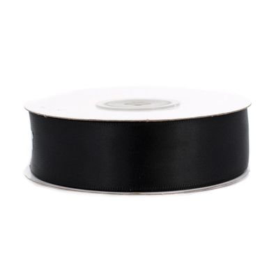 Doppelseitiges Satinband 25mm x 20m Rolle Schwarz