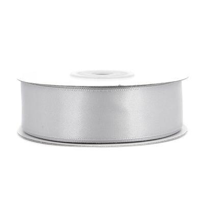 Doppelseitiges Satinband 25mm x 20m Rolle Silber / Grau