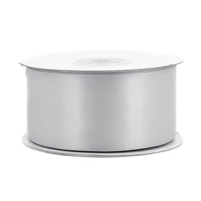 Doppelseitiges Satinband 38mm x 20m Rolle Silber / Grau