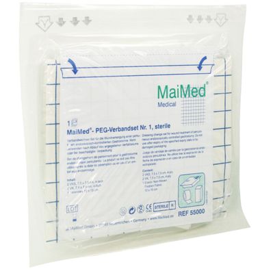 15 x MaiMed PEG-Verband-Set Verband Vlieskompresse Vlies-Schlitzkompresse Fixiervlies