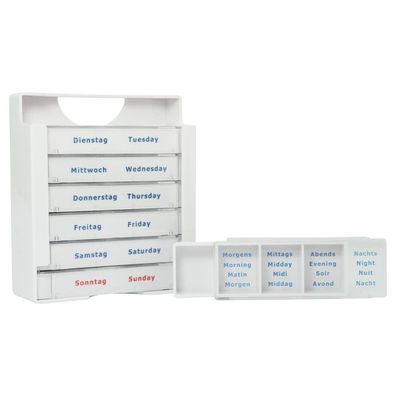 MED-COMFORT Tablettendispenser 4 Fächer Tablettenbox Wochendispenser Medikamentenbox