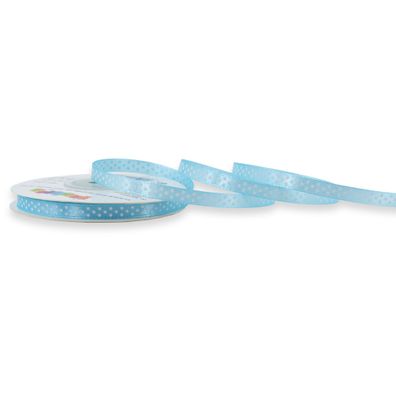 Satinband mit Punkten 6mm x 25m Rolle Hellblau