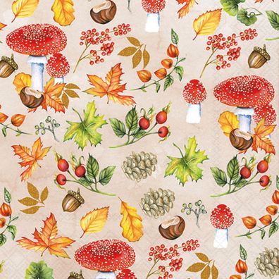 Servietten Papier 33x33cm 3-lagig mit Herbstmotiv 20 Stück