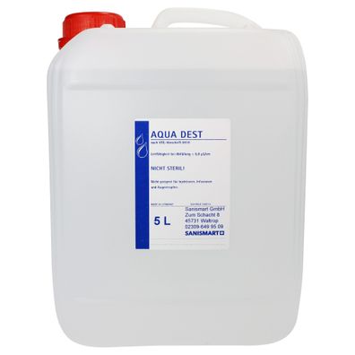 4 x Aqua Dest 5 L destilliertes Wasser reines Wasser