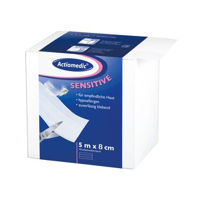 Actiomedic® Sensitive Wundschnellverband Weiß 8 cm x 5 m Pflaster Wundpflaster
