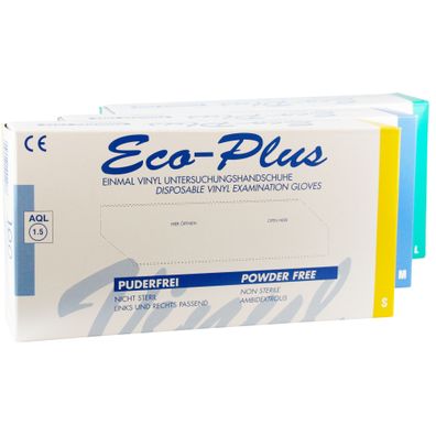 100 Vinyl Untersuchungshandschuhe Einmalhandschuhe Gr. S-XL Eco-Plus