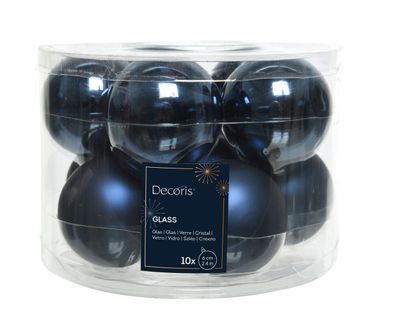 Weihnachtskugeln Glas 6cm x 10 Stück - Nachtblau