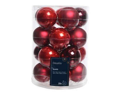 Weihnachtskugeln Glas 6cm x 20 Stück - Rot / Ochsenblut Mix