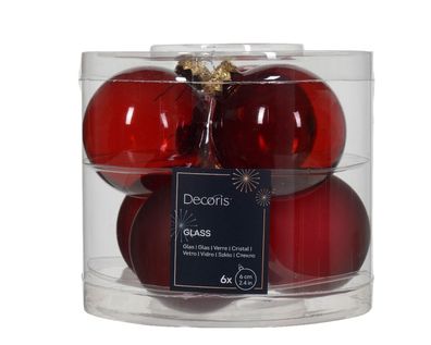 Weihnachtskugeln Glas 6cm x 6 Stück - Ochsenblut transparent