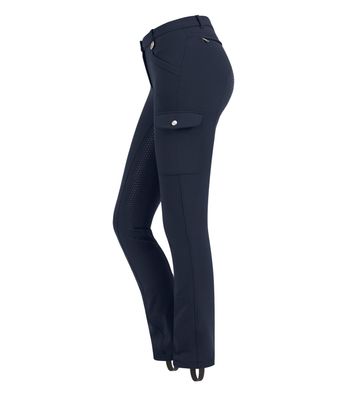 Reithose Micro Jodhpur Cargo Silikon schwarz und blau Damenreithose