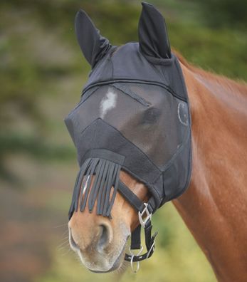 Waldhausen Premium Fliegenmaske mit Ohrenschutz und Nasenfransen