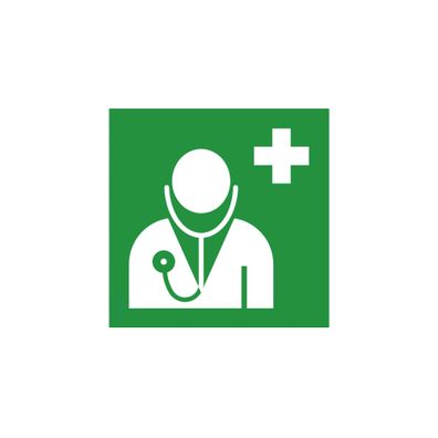 Rettungsschild als Symbol Arzt nach ISO 7010