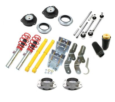 TA Technix Gewindefahrwerk + 4 Domlager, Koppelstangen, Staubschutz - VW CADDY 3