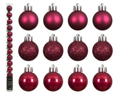 Weihnachtskugeln Kunststoff 3cm 14er Set - Festlich Rosa