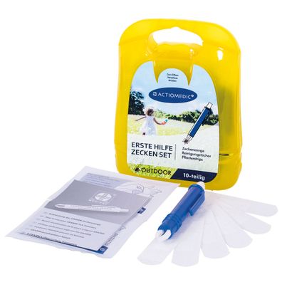 Actiomedic FIRST AID Zecken-Erste-Hilfe-Set Pflaster Zeckenzange Reinigungstuch