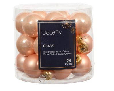 Weihnachtskugeln Glas 2,5cm 24 Stück - Pfirsich Perle