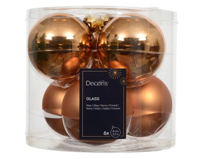 Weihnachtskugeln Glas 8cm 6 Stück - Brandy