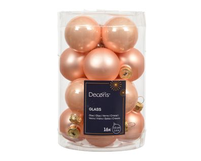 Weihnachtskugeln Glas 3,5cm 16 Stück - Pfirsich Perle