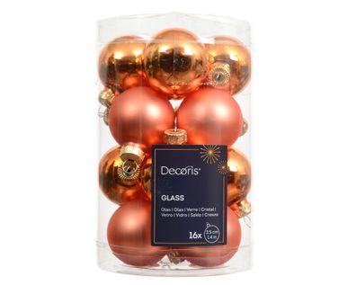 Weihnachtskugeln Glas 3,5cm 16 Stück - Warmorange