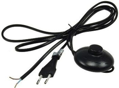 Kabel mit Fuß-Schalter 2m für Lampen Netzkabel Schwarz