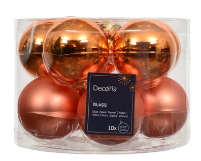 Weihnachtskugeln Glas 6cm x 10 Stück - Warmorange