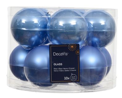 Weihnachtskugeln Glas 6cm x 10 Stück - Himmelblau