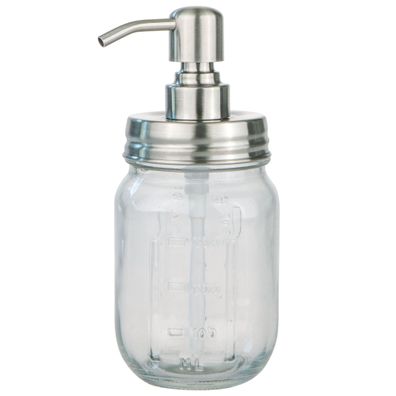 Sanismart Seifenspender Glas mit Edelstahlpumpe 450 ml