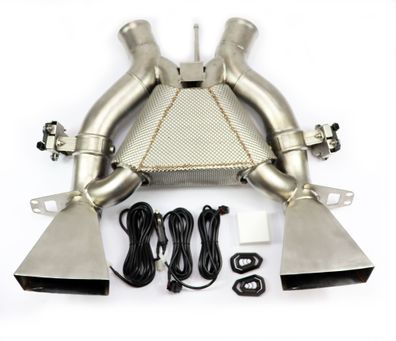 HIGH-QUALITY Edelstahl Auspuffanlage + Hitzeschutz Klappensteuerung Mclaren 650