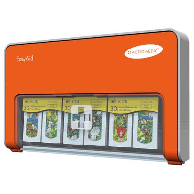 Actiomedic EasyAid Pflasterspender mit Grundausstattung KIDS Wandmontage Pflasterbox