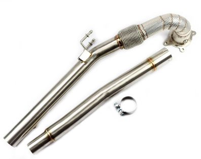 HIGH-QUALITY Edelstahl Downpipe 70MM Katersatz + Hitzeschutz FÜR GOLF V VI TSI