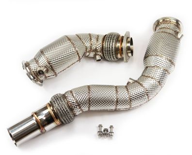 HIGH-QUALITY Edelstahl Downpipe 63,5MM + Hitzeschutz + Sportkat FÜR BMW M3 M4