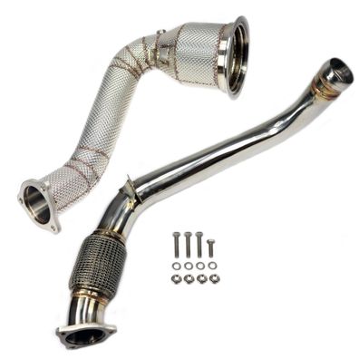 Edelstahl Downpipe SET 3" MIT 200 ZELLEN KAT Hitzeschutz Porsche Panamera 3.0T