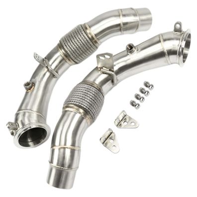 Edelstahl Downpipe Hosenrohr TOP Qualität + Flexrohr 3" 76MM FÜR BMW F10 M5 M6