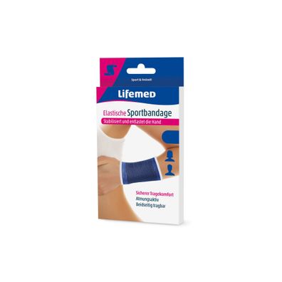 Lifemed Elastische Sportbandage blau Handstütze Größe M