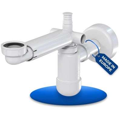 LAXARA Teleskop Siphon für ein platzsparendes Waschbecken 1 1/4" Zoll Weiß