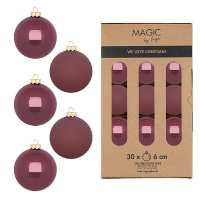 Weihnachtskugeln Glas 6cm 30 Stück - Dusty Rose