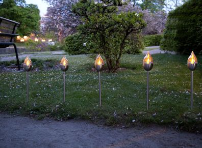 technik@all LED-Solar-Fackel 'Olympus', Edelstahl, 6er Set,